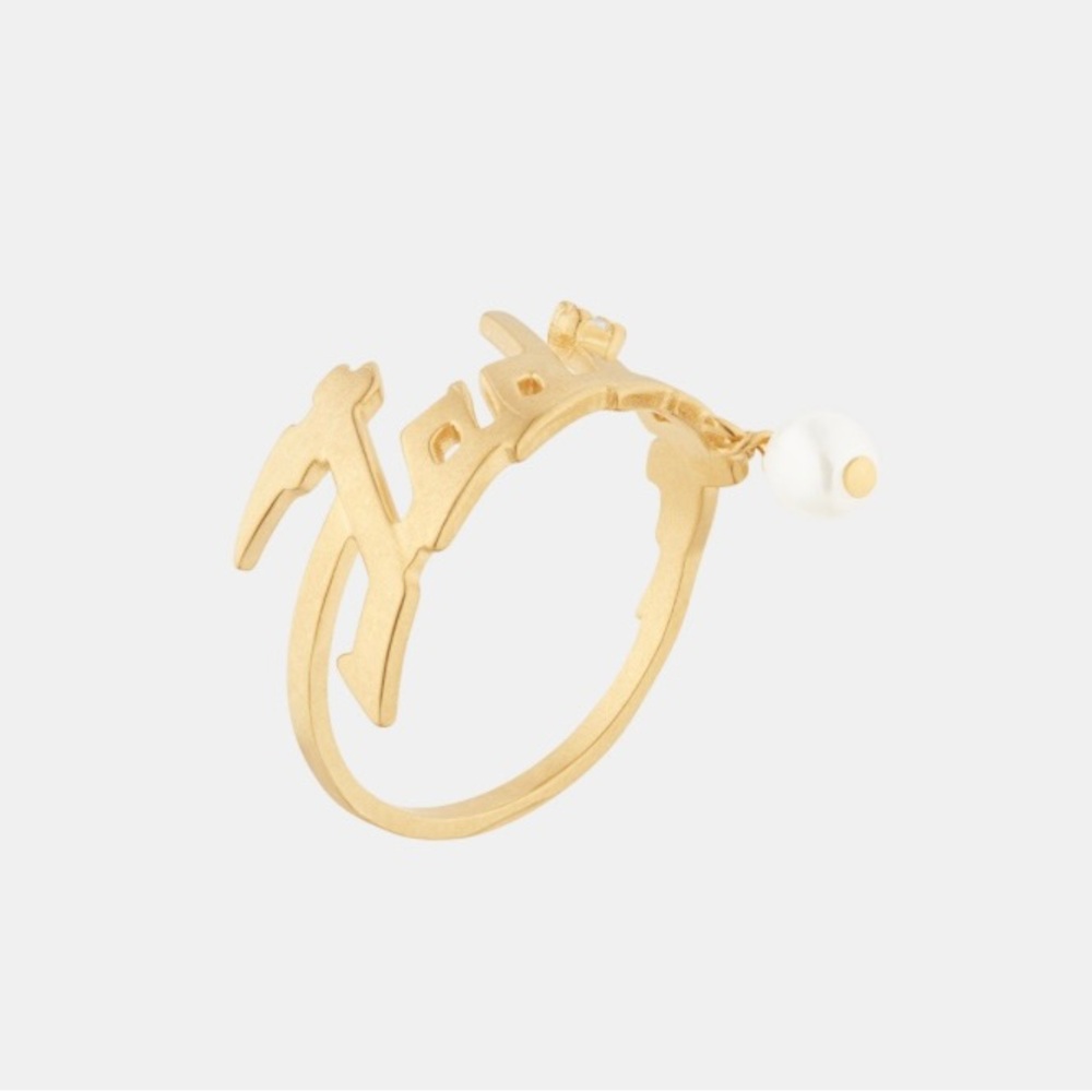 Dior J'ADIOR RING Gold-Finish Metal with a White Resin Pearl and a White Crystal - Picture 2 of 13